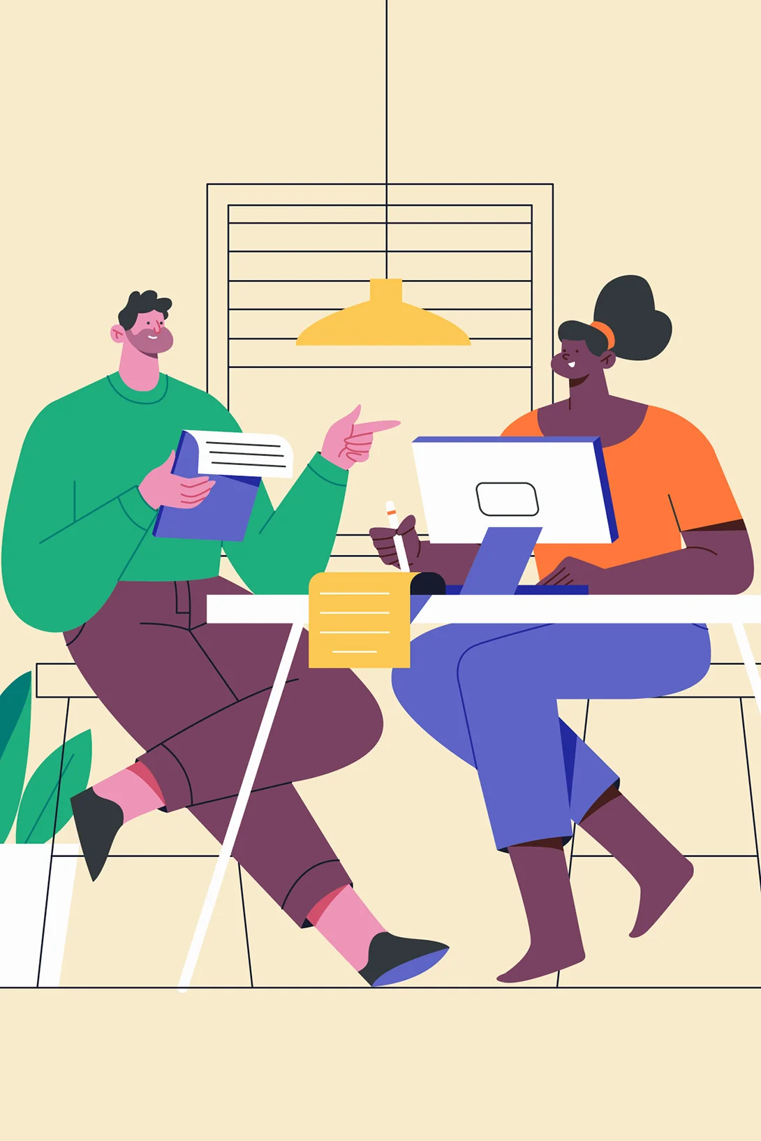 Flat design coworking illustration