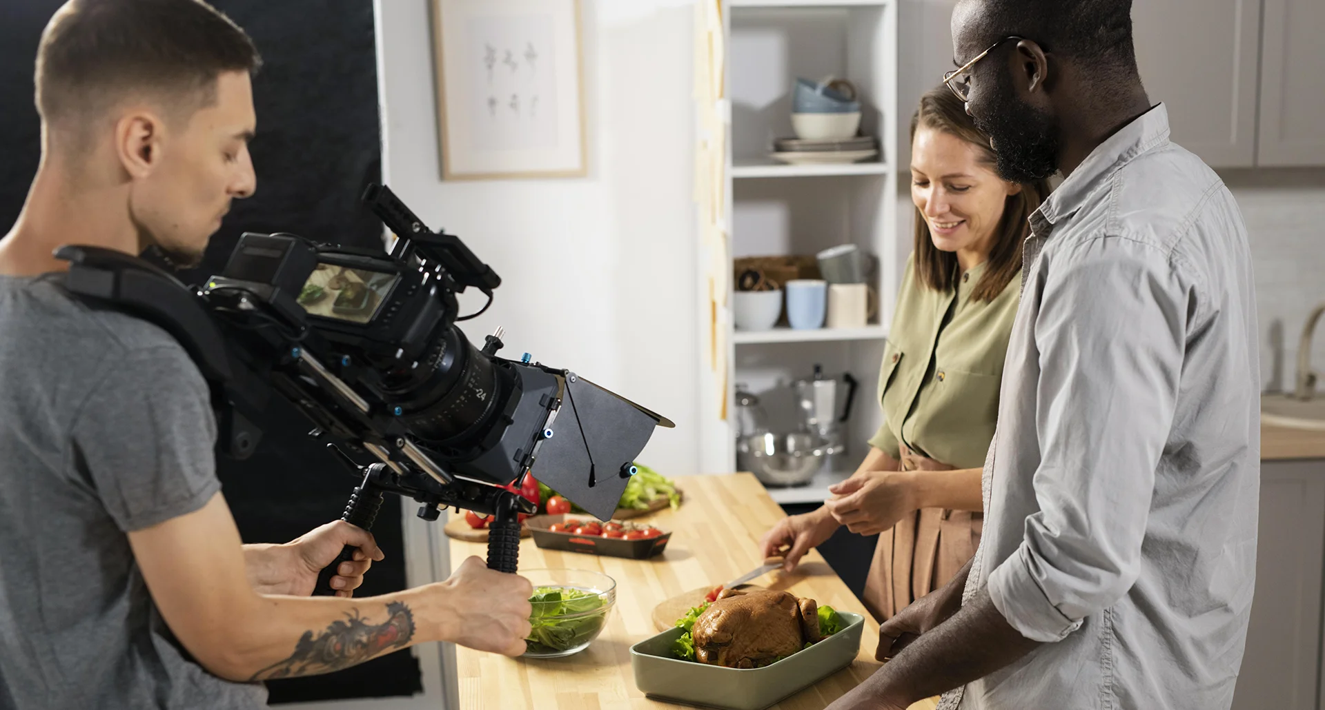 Man filming with professional camera-new movie